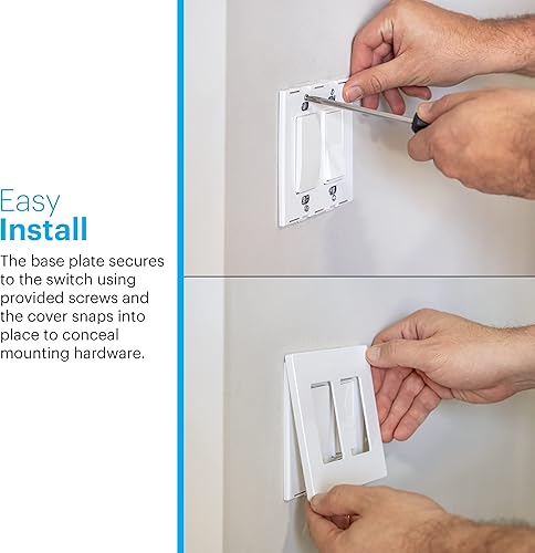 Miniatura 3 de Power Gear Placa de pared sin tornillos doble basculante, 4.7 x 0.2 pulgadas, cubiertas de tomacorrientes, placa de pared para interruptor de luz,