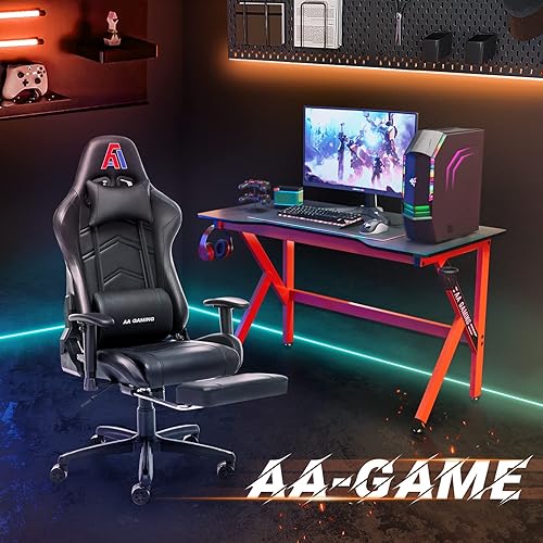 Miniatura 27 de AA Products - Silla ergonómica para videojuegos, silla ergonómica de carreras de computadora con respaldo alto, silla de oficina ajustable con