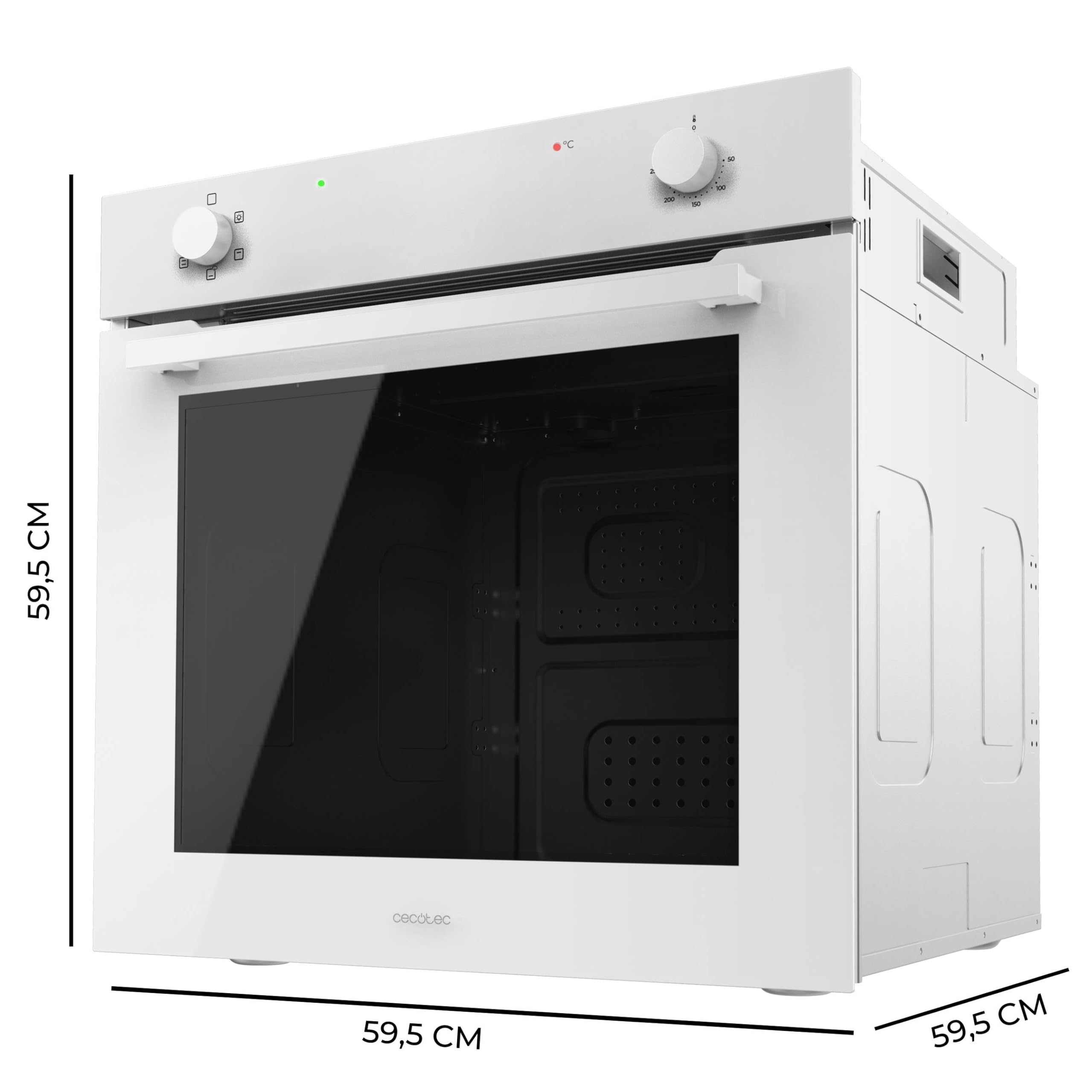 Cecotec Four Intégrable Multifonction Conventionnel de 80L Bolero Hexa C126400 Glass White. 2800W, 5 Fonctions, Basse Consommation, Lumière Intérieure, Steam Assist, Steam EasyClean
