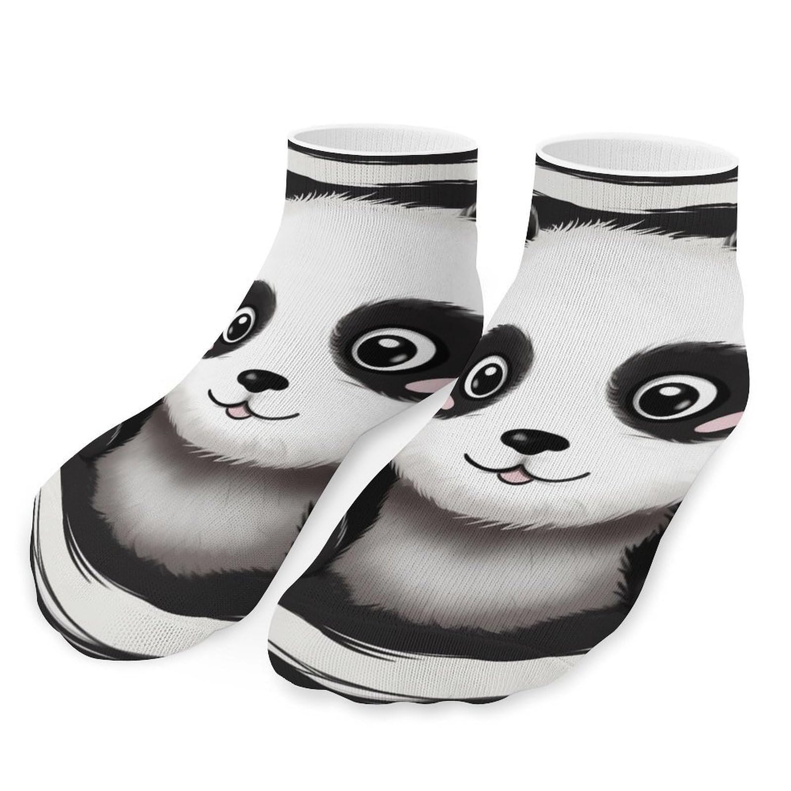 Waficac Unisex As Pic Ankle Socks Black And White Panda Socks For Women Men Low Cut Thin Sock Moisture-Wicking Sock For Running Sports