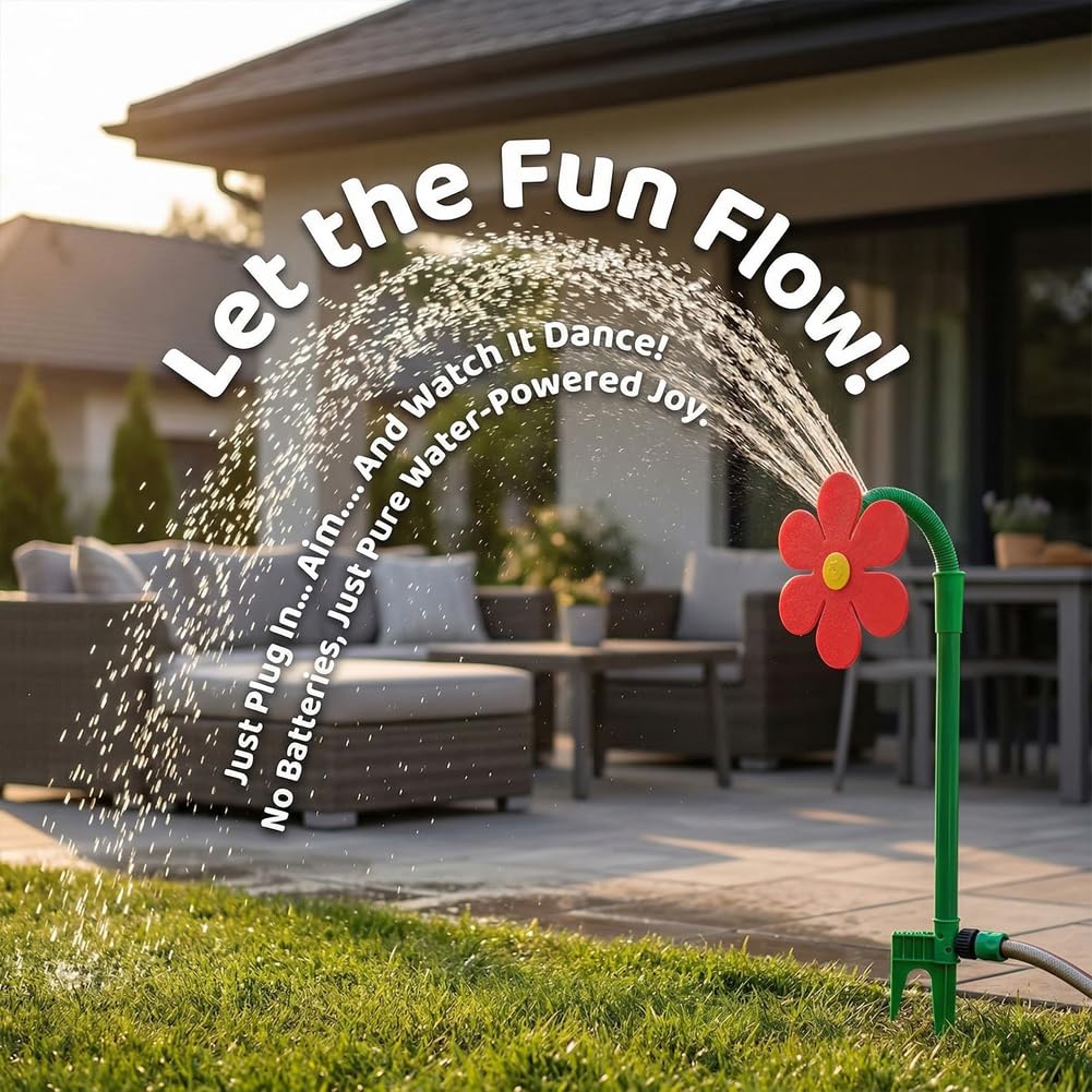 Crazy Daisy - Irrigatore d'acqua Crazy Dancing Flower, divertente palo di girasole rotante a 360° con adattatore, irrigatori spruzzatori per irrigazione del prato, per irrigazione del giardino, cani e