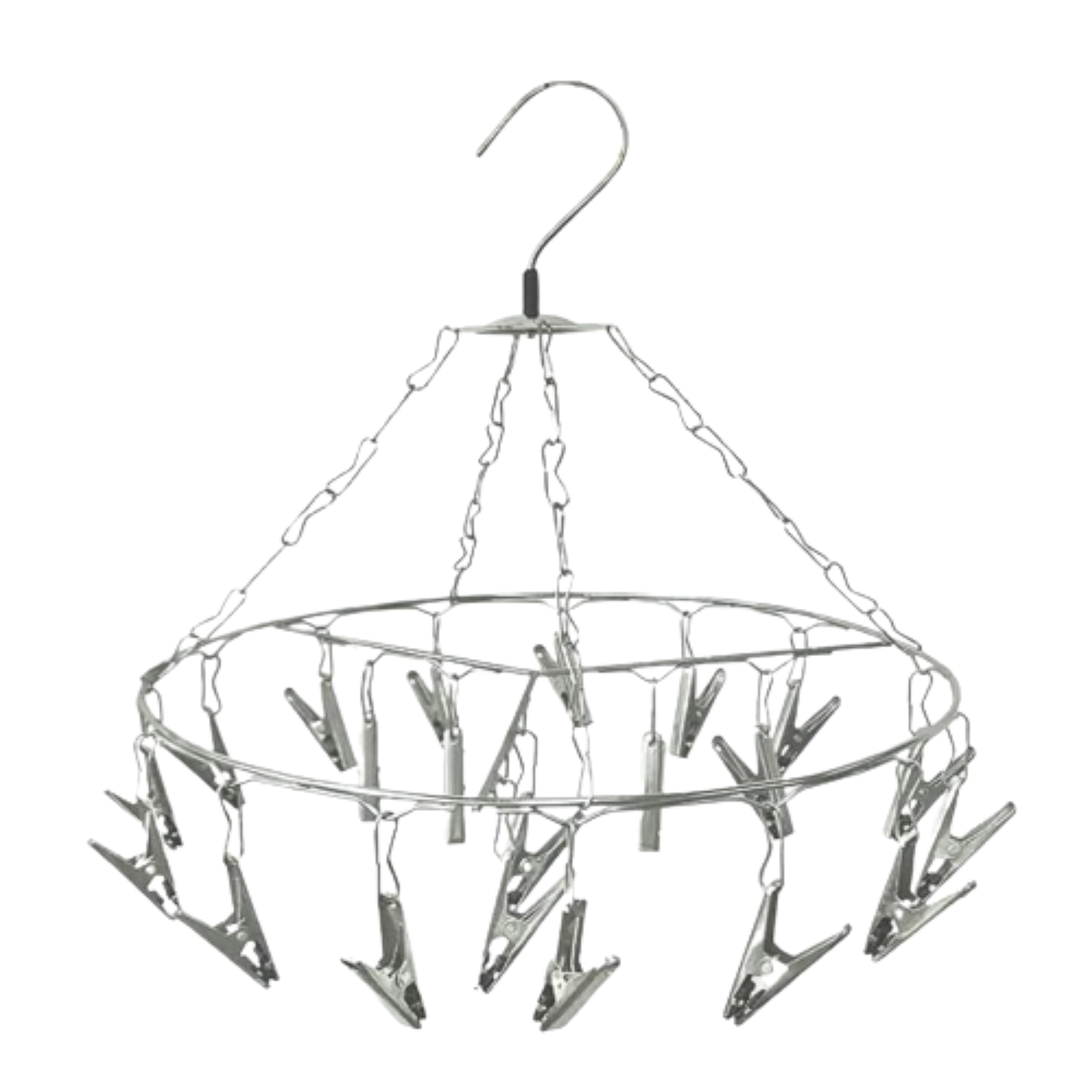 RARE-ZONE® Heavy Quality Rust Free Stainless Steel Clothes Drying Hanger with 25 Pegs for Socks,Undergarments,and Infant Clothes, Cloth Clips Hanger (Round)-image-38