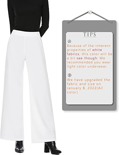 Miniatura 2 de MISS MOLY Pantalones palazzo de cintura alta y pierna ancha para mujer, pantalones elásticos casuales de negocios