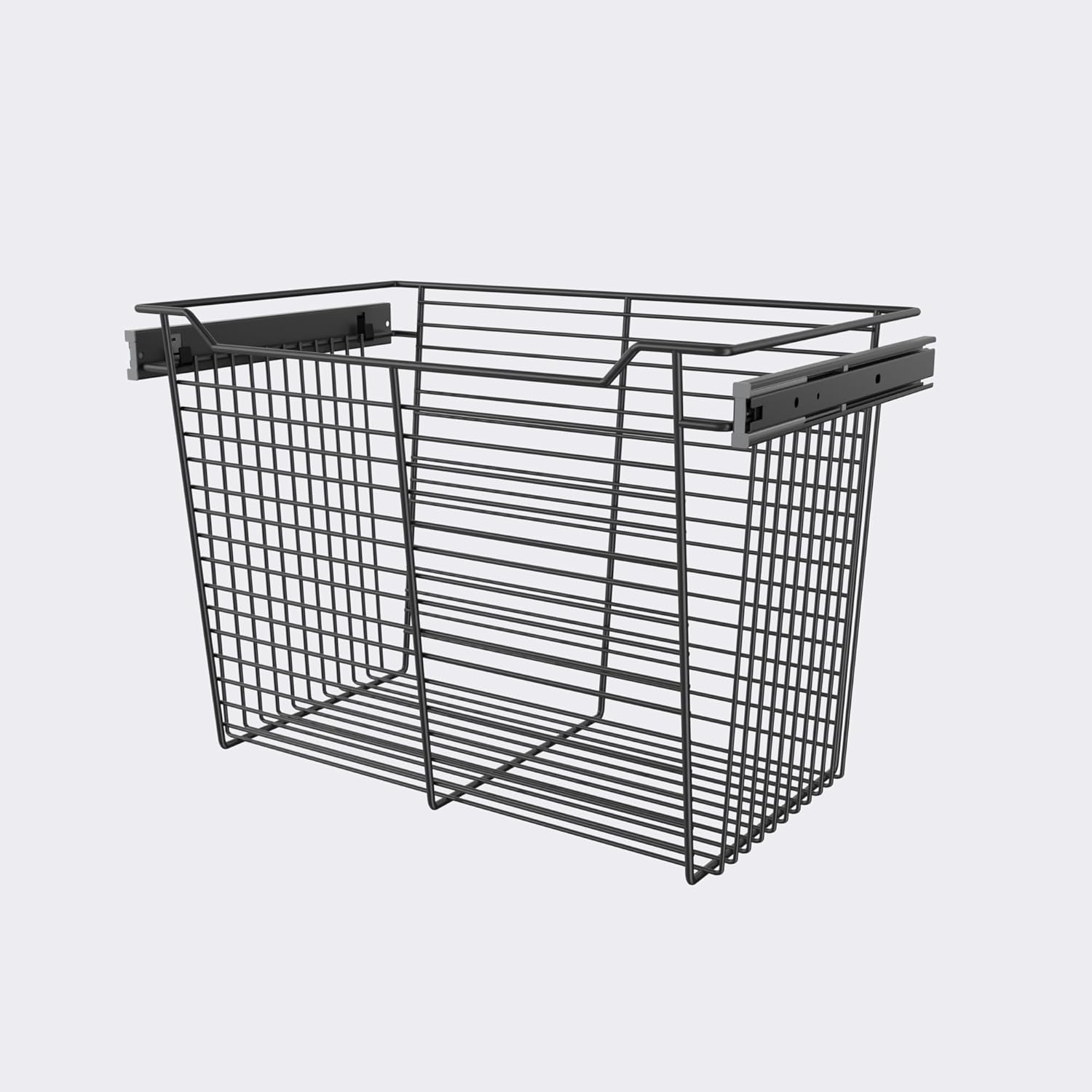Classic 24" Full Extension Pullout Wire Basket in Matt Black - Tall 15.9" Height