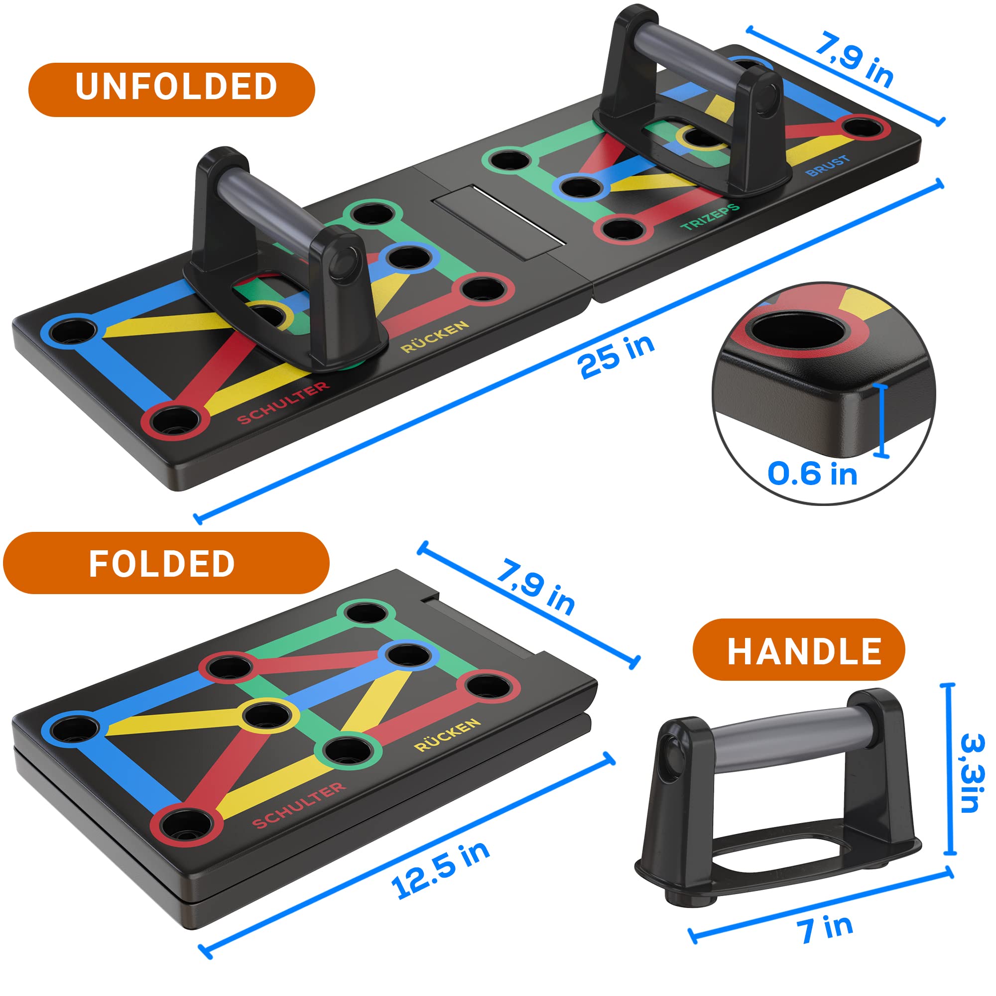 ALPHASKIN® Premium Push Up Board Set I Push Up Grips Homeworkout I 9 in 1 Push Up Board I Homegym I Home Fitness Equipment
