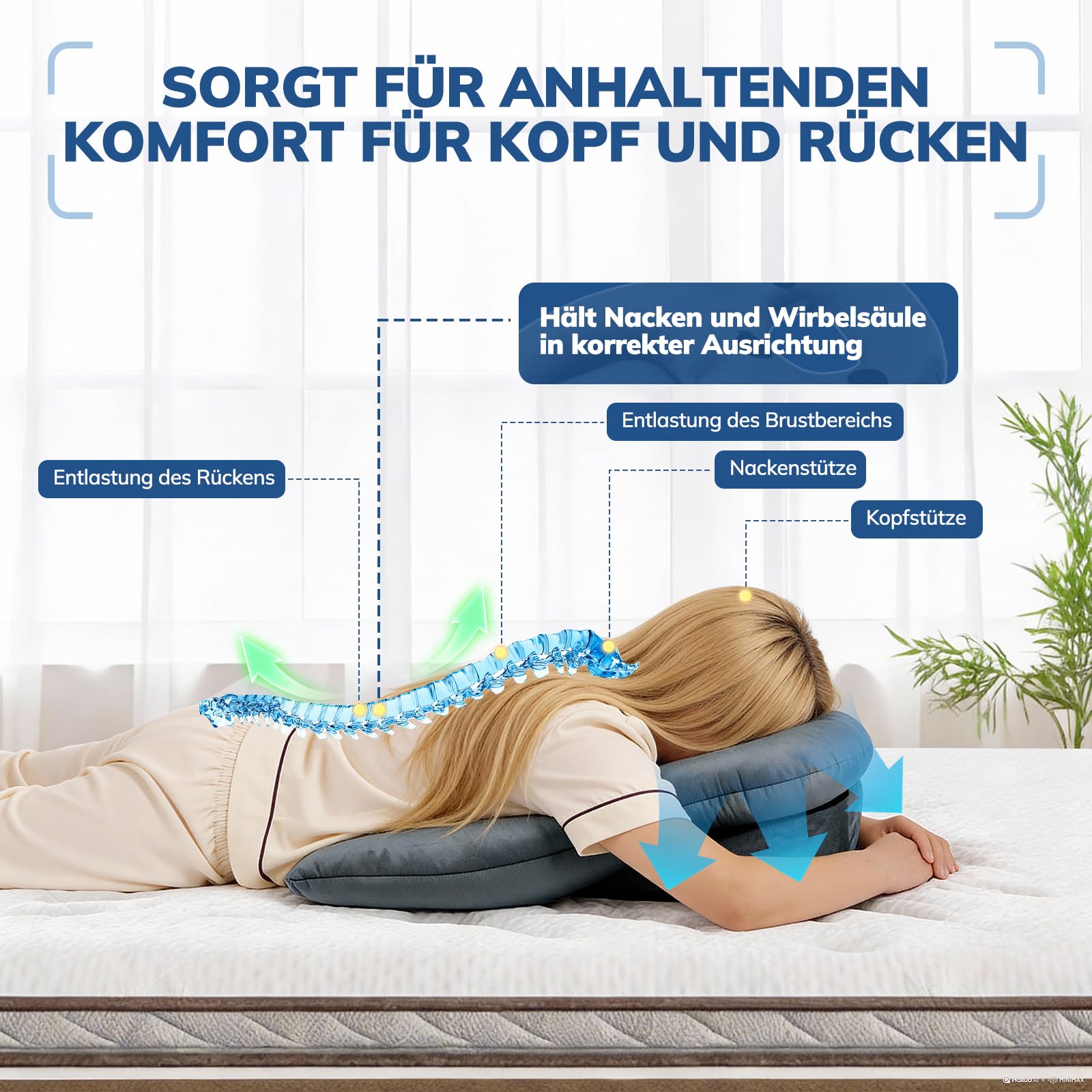Bauchschläferkissen mit Kopfloch, Face Down Recovery Pillow für Retina- & Augen-OP, Vitrektomie & BBL Erholung, erhöhtes Keilkissen mit Atemöffnung, weicher Flanell & Samtfüllung für Bauchlage
