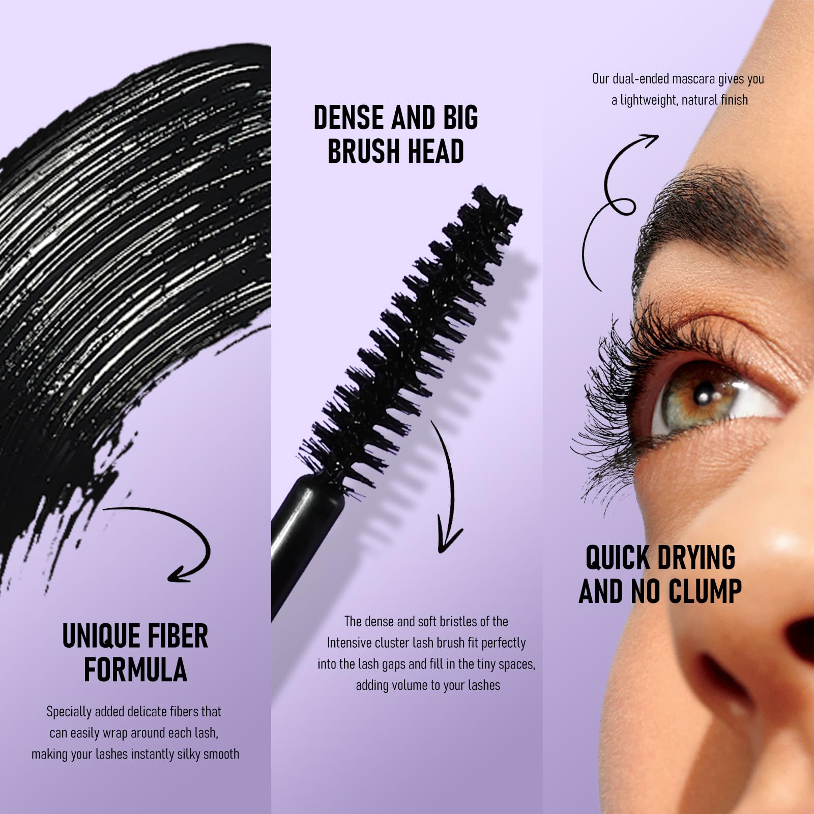 KYDA Double Extension Effect Mascara, Black and White Mascara Primer for Long and Volume Lash Effect Long-lasting - Image 3