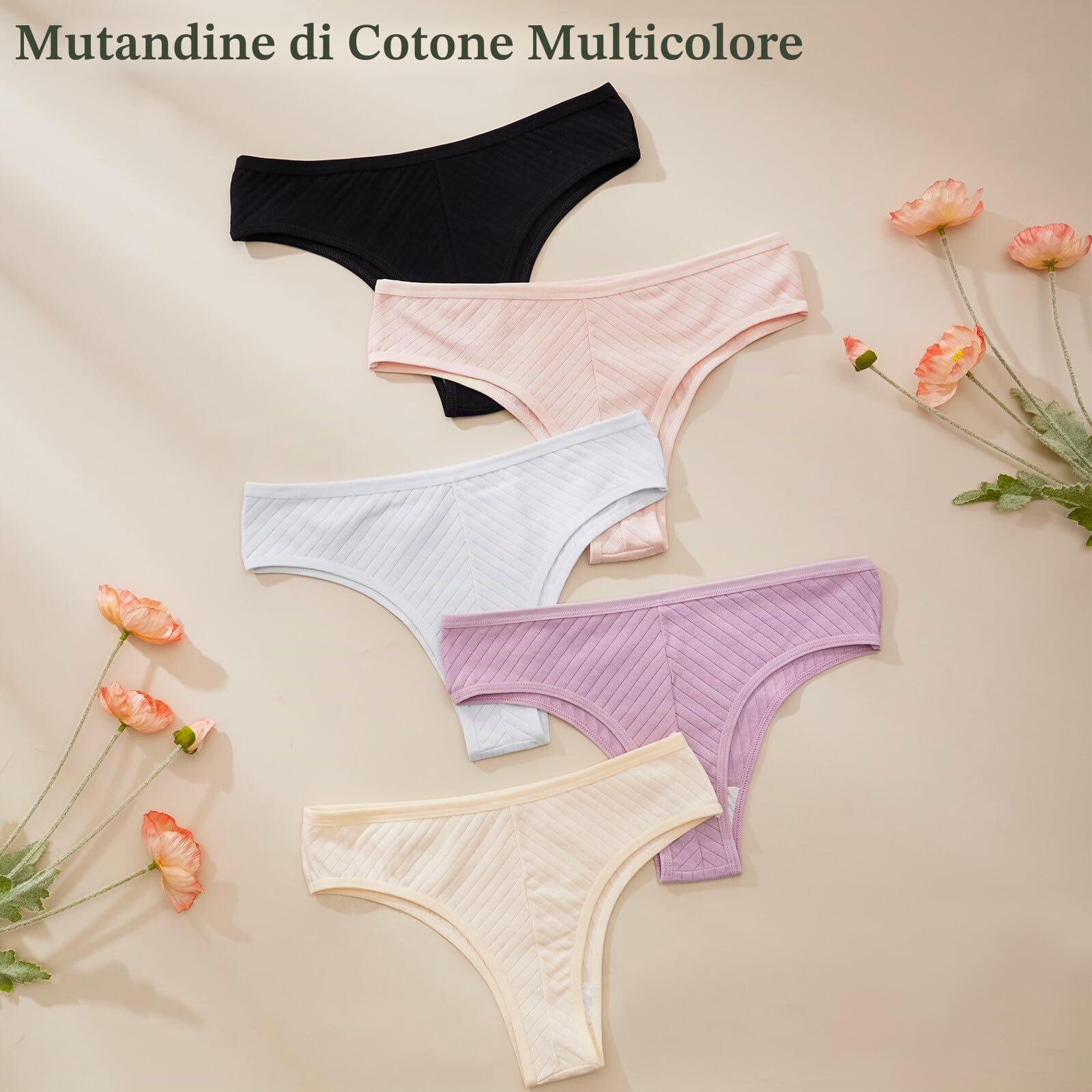 Tanga Classico in Cotone per Biancheria Intima Sexy E Mutandine da Donna Multicolore S-XL
