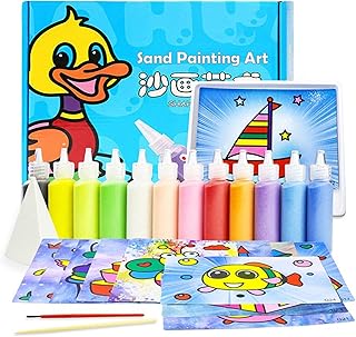 KAYSENSUK 24 Sheets Sand Painting Pictures, 12 Bottles Sparky Glitter Co...