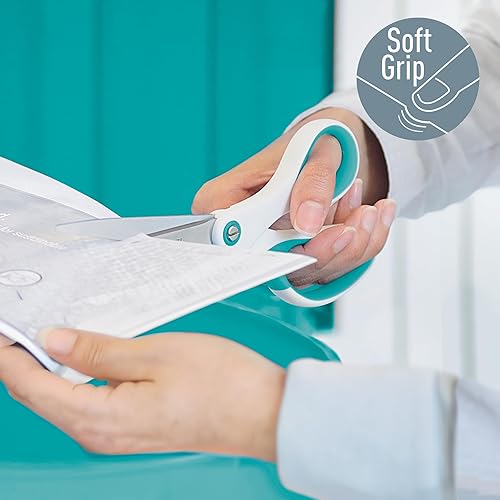 Miniatura 3 de Leitz Tijeras de titanio de 2.6 x 0.6 x 5.9 in, para diestros o zurdos (ambidiestros), mango ergonómico, rango Wow, azul hielo