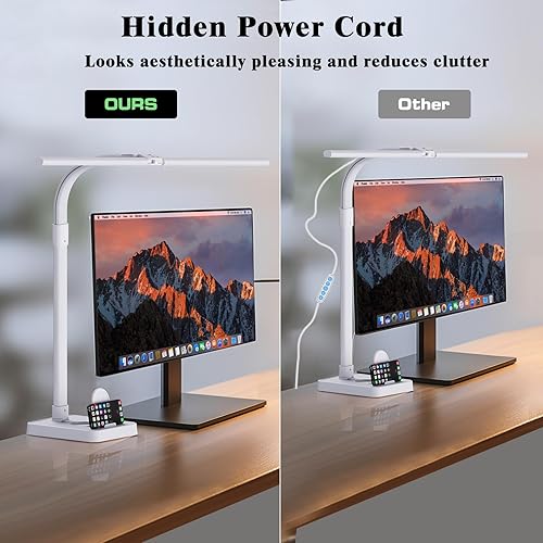 Miniatura 6 de Lámpara de escritorio LED para oficina en casa, lámpara de escritorio brillante de 24 W con base de soporte para teléfono, 25 modos de iluminación,