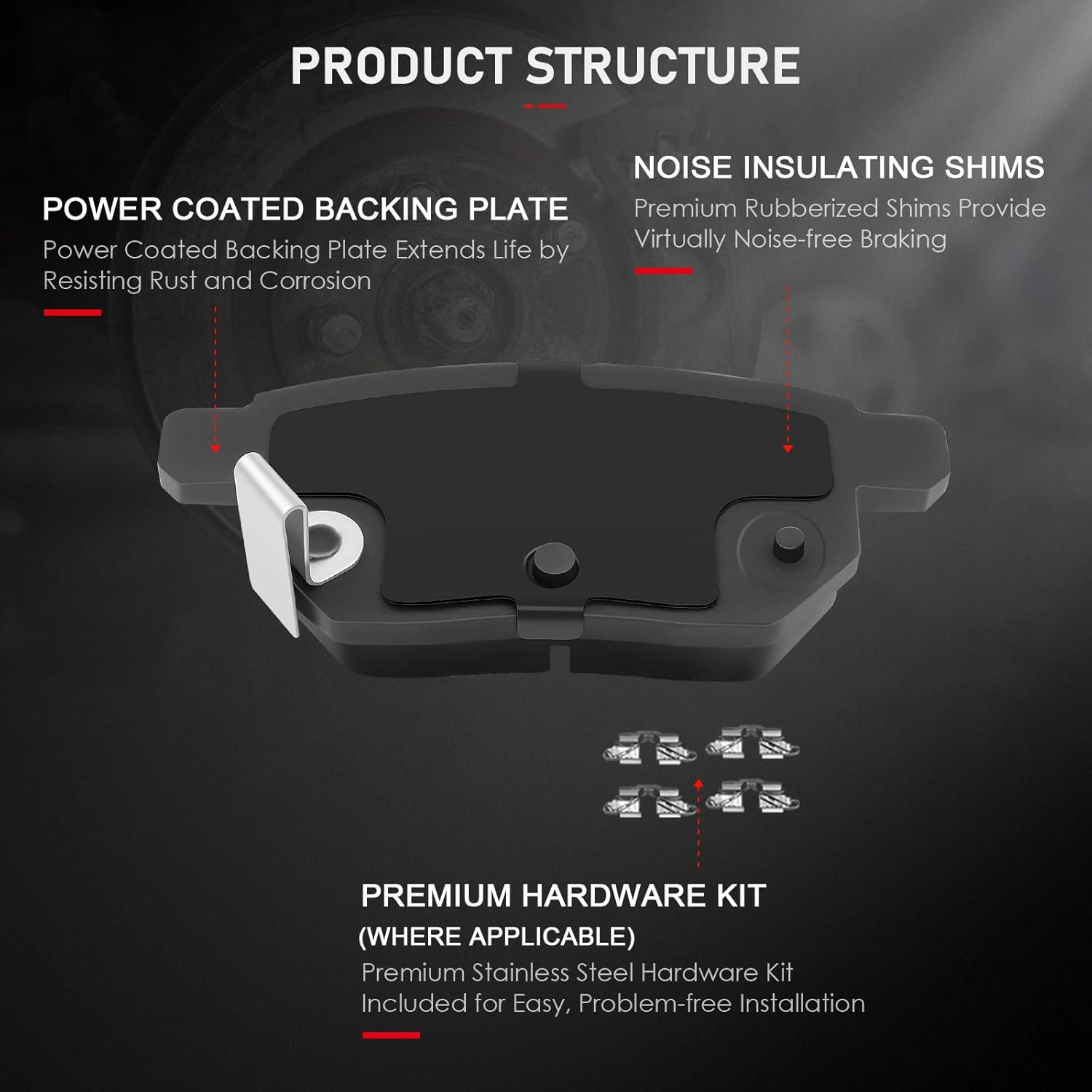 cciyu D1184 D1354 Front & Rear Ceramic Disc Brake Pads Kit For Pontiac Vibe 2009-2010,For Scion xB 2008-2015,For Toyota Corolla 2009-2019,For Toyota Matrix 2009-2014 8PCS