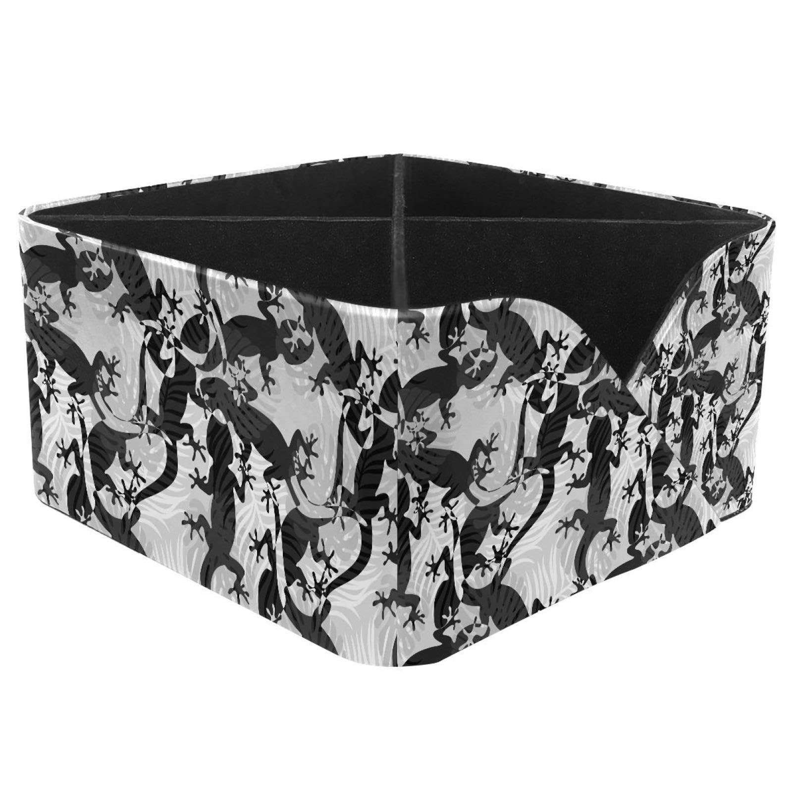 KengjuTesu Abstract Tropical Reptile Lizards and Palm Leaves Desktop Organizer Pen Holder, Rectangular Pencil Cup for Office, Study and Makeup Stations