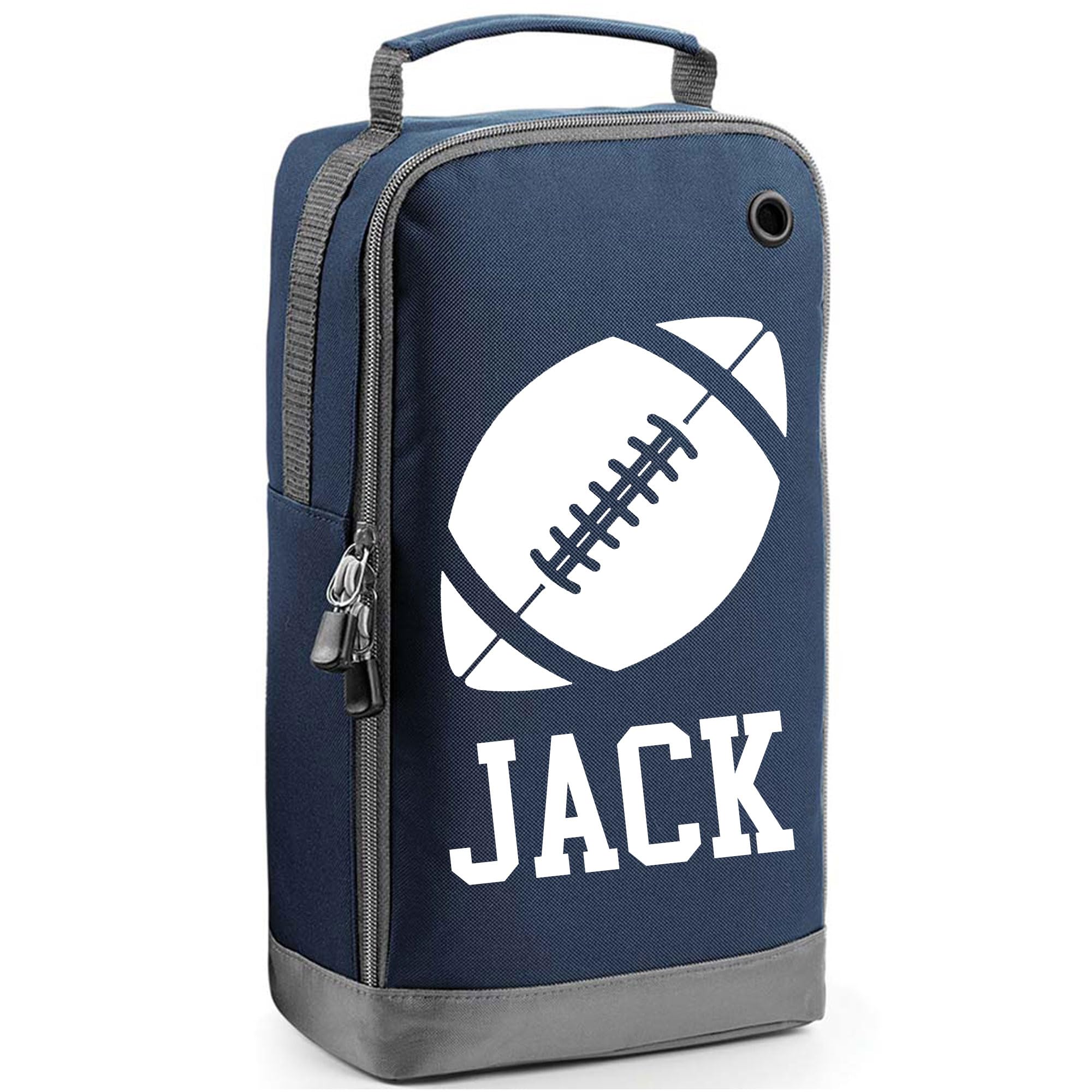 Personalised Rugby Boot Bag Shoe Bag Rugby Player Gift Shoe Sports Bag Personalised with Name Rugby Ball Design Sports Gift Navy