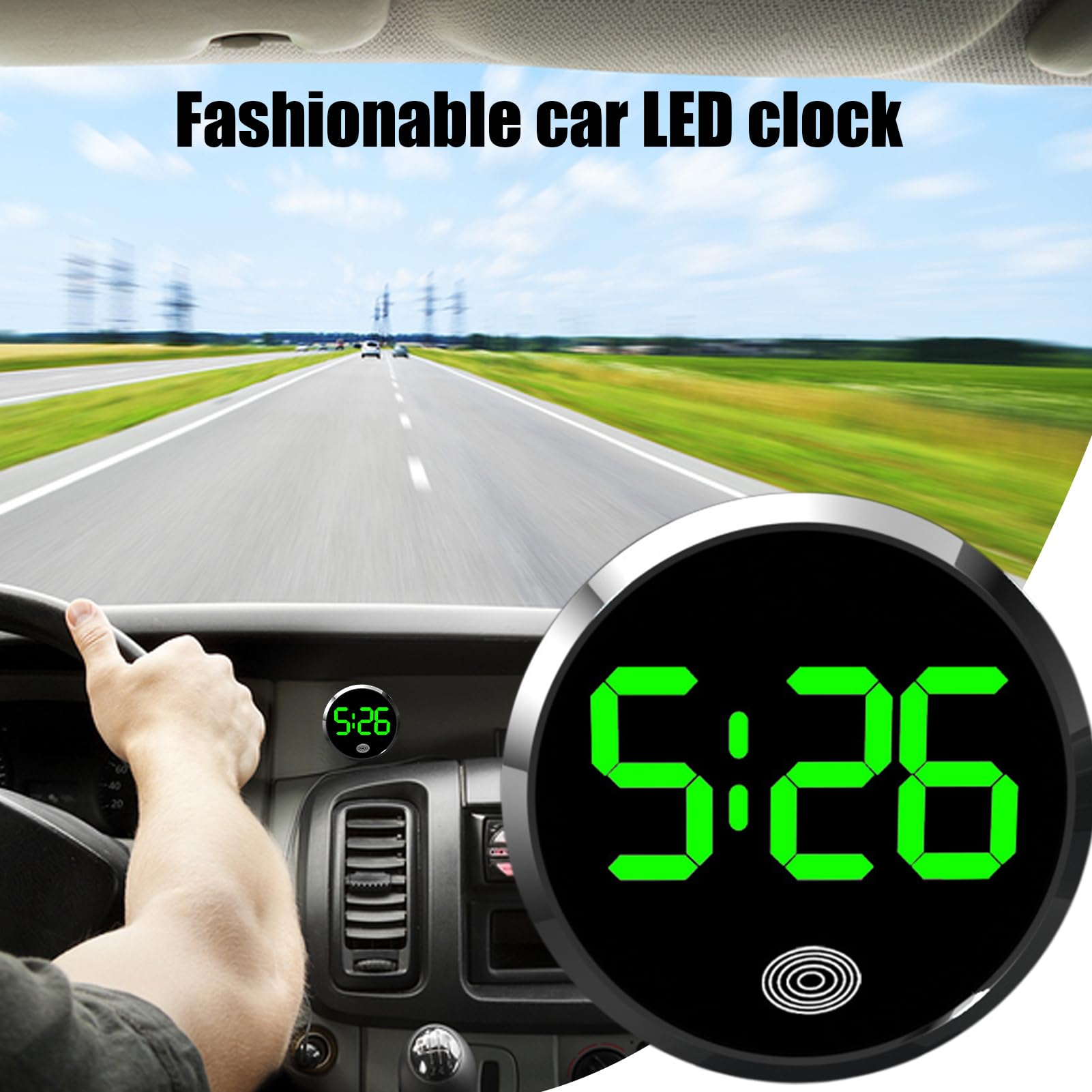 Orologio Auto Digitale Touch – Display LED Timer Per Cruscotto, Casa, Frigorifero, Con Luce Integrata