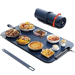Voriah Warming Mat for Food,27.5x15.7'' Large Electric Warming Tray,7 Temp Levels,99H Continuous Heat,/ Switch,Patented Heating Design,Versatile Food Warmer for Buffet,Parties,Family Meals,Daily Use
