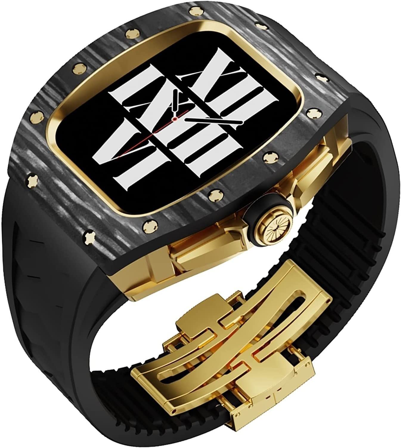 Kit modification Apple Watch 45mm 44mm bracelet caoutchouc fluoré iWatch - 8