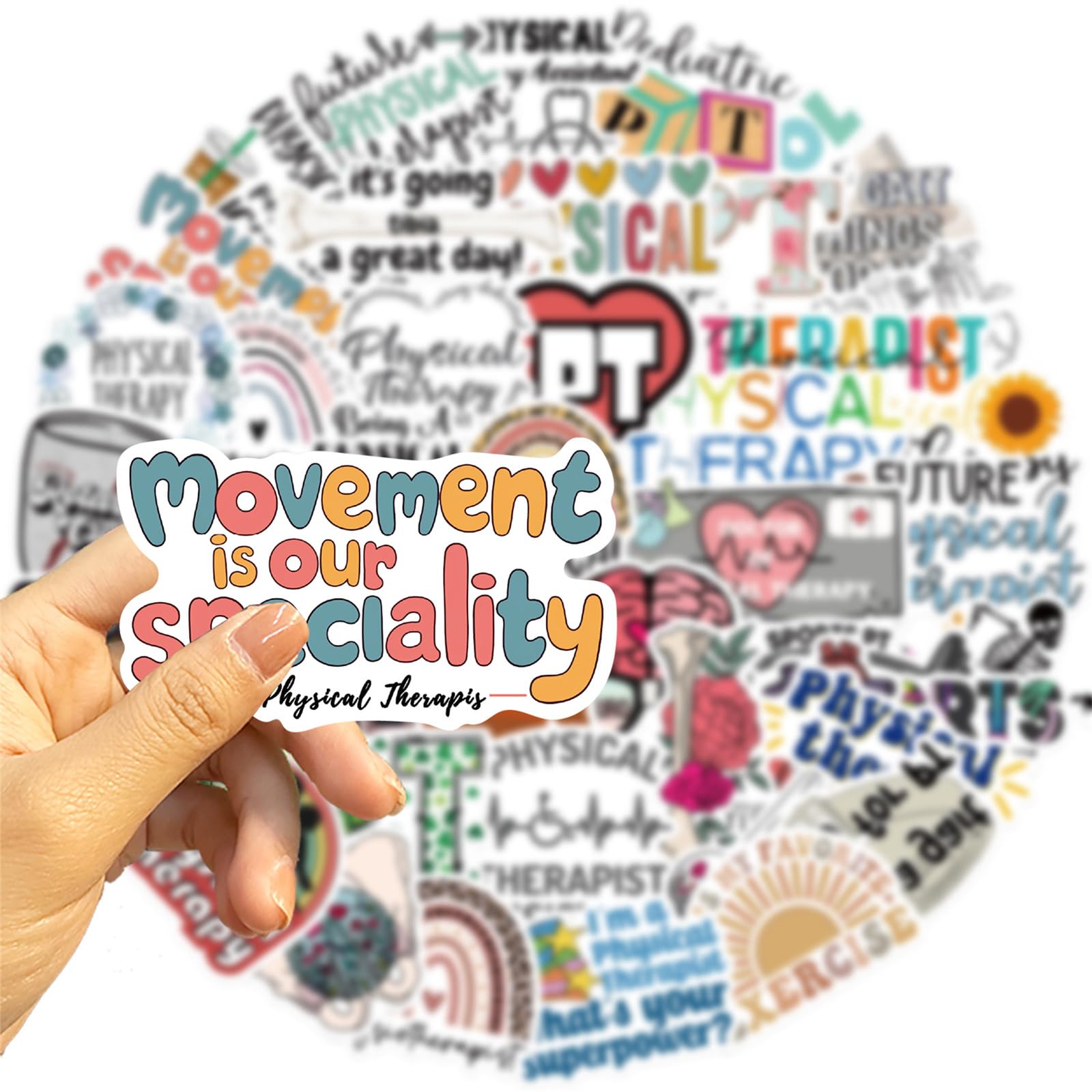 50PCS Physical Therapy Stickers Nutritional Balance Graffiti Aesthetics Therapist Waterproof Vinyl Decals for Bottles, Laptop,Luggage, Phone case - Gifts for Physiotherapist (Colourful-5)