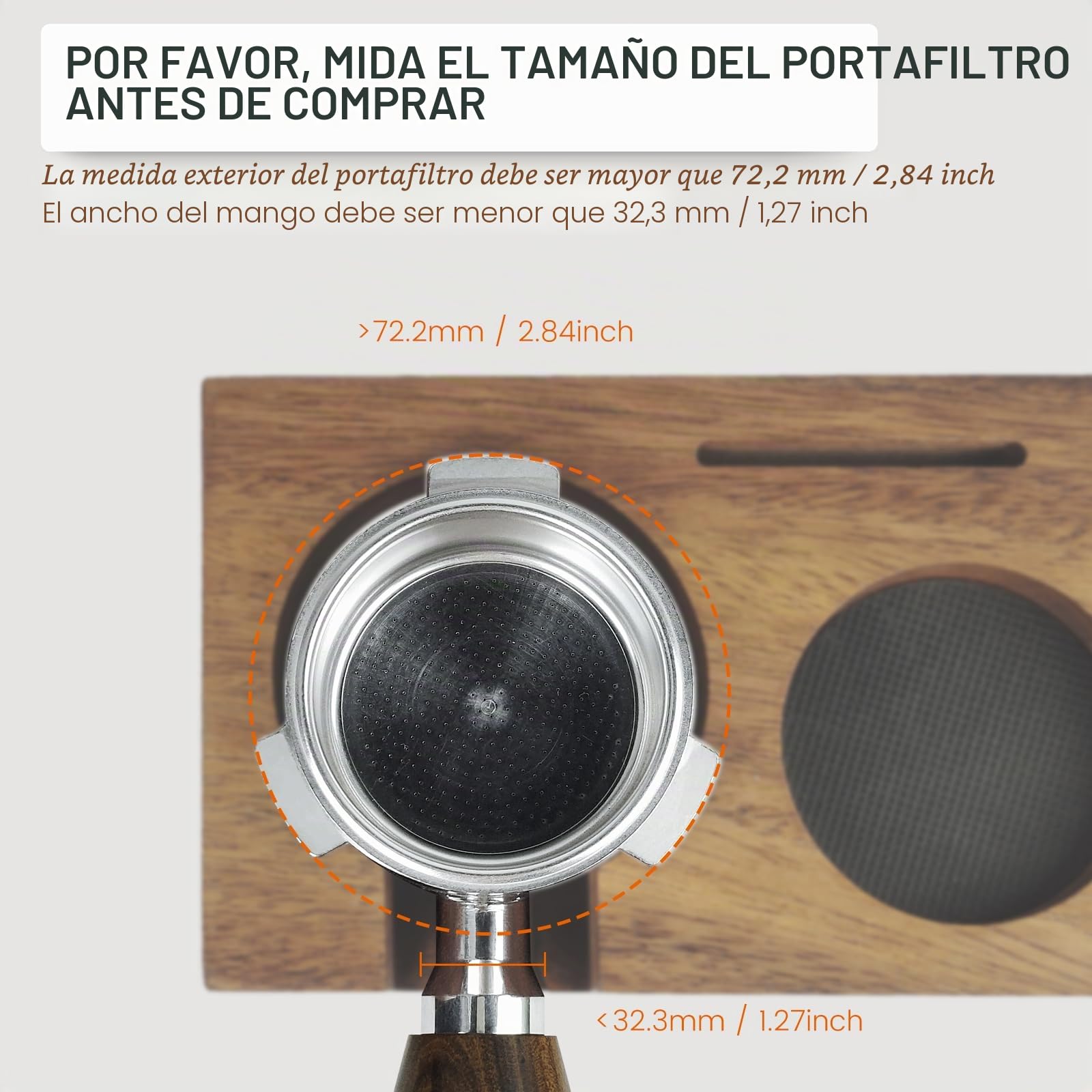 Estación de tamping de 58 mm, de madera, para portafiltros de 58 mm, para cafeteras de nogal Barista, accesorios con cojín de silicona, altura ajustable