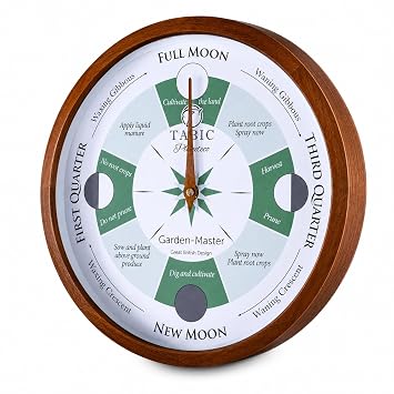 Planeteco Garden Master - Moon Gardening Clock - Lunar Harmony Guide with Moon Clocks -Essential Gardening Tool for Biodynamic & Organic Gardening - Transform Your Garden - Dark Stain