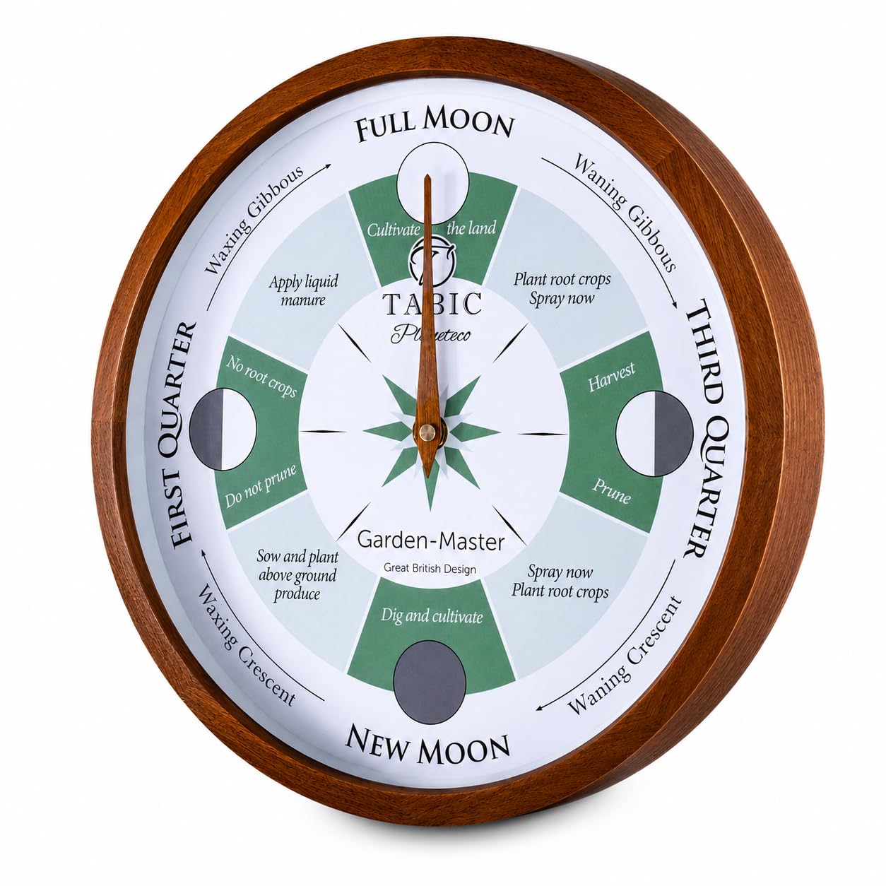 Tabic Planeteco Garden Master - Moon Gardening Clock - farmers almanac and lunar cycle -Essential Gardening Tool for Biodynamic & Organic Gardening - Transform Your Garden - Dark Stain