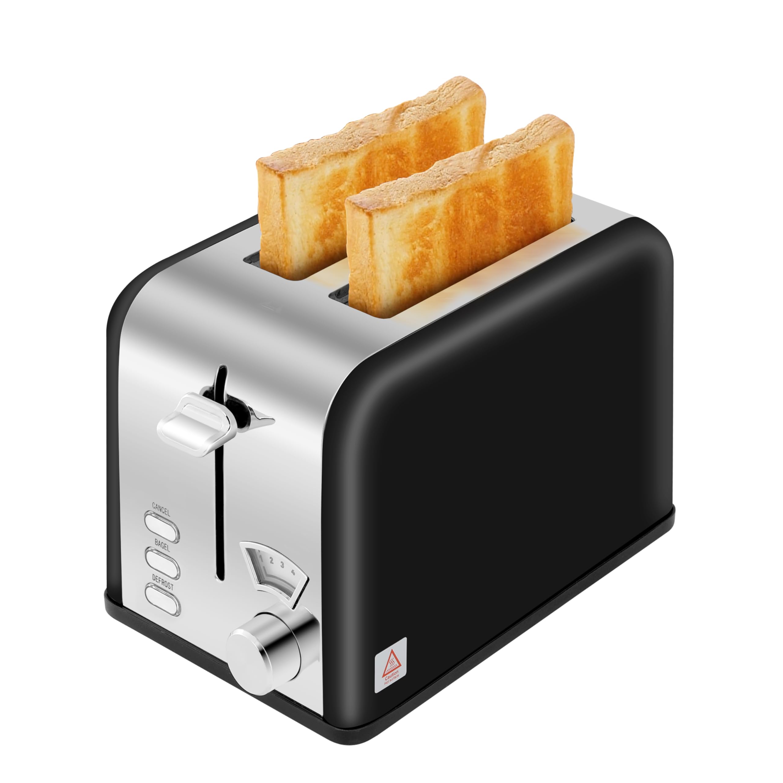 HealSmart 2 slice stainless steel toaster with extra wide slot and removable crumb tray, 5 shade options and bagel/defrost/cancel functions, retro compact oven,-picture-25