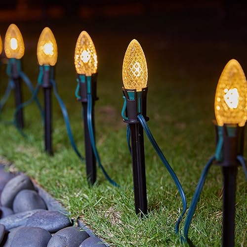 Miniatura 6 de Paquete de 100 estacas de luz de Navidad de 7.5 pulgadas para luces de Navidad C7 C9 al aire libre, estacas de luz universales de plástico para