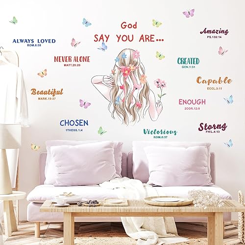 Miniatura 3 de Calcomanías de pared con citas inspiradoras, coloridas calcomanías de pared motivacionales para niñas, citas positivas, calcomanías de pared
