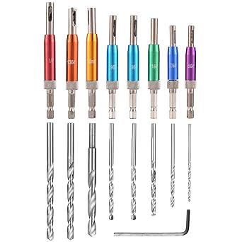 Adium 17PCs Self Centering Drill Bit Set Hex Shank Self Center Hinge Drill Bits Tool for Woodworking