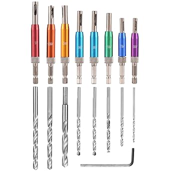 Ketsicart 17PCs Self Centering Drill Bit Set Hex Shank Self Center Hinge Drill Bits Tool for Woodworking