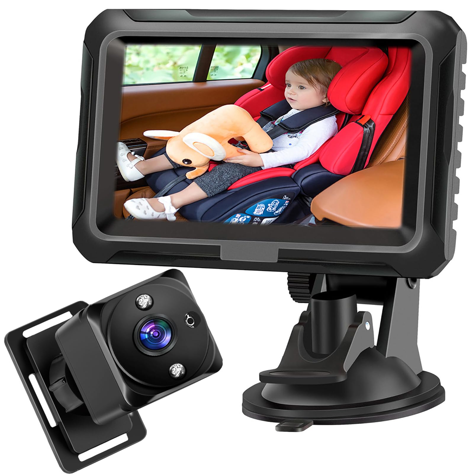 CHICIRIS Telecamera per Sedile Posteriore per Bambini con Nitidezza 1080P, Monitor da 4,3" per Osservare i Neonati, Visione Notturna Avanzata per Condizioni di Scarsa Illuminazione