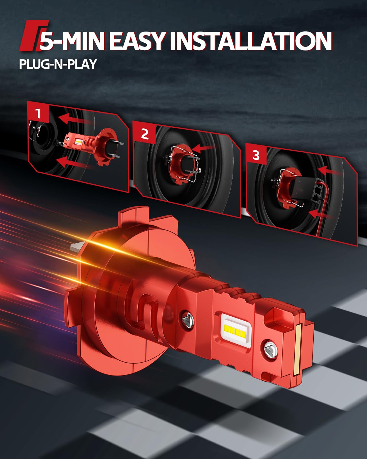 Torchbeam Bombilla LED H7, 16 Chips 6500K 600%, Bombillas H7 LED, 30000LM Faros para Automóviles y Moto Cicletas, Diseño Mini Halógeno 1:1, No Requiere Adaptador, Juego de 2