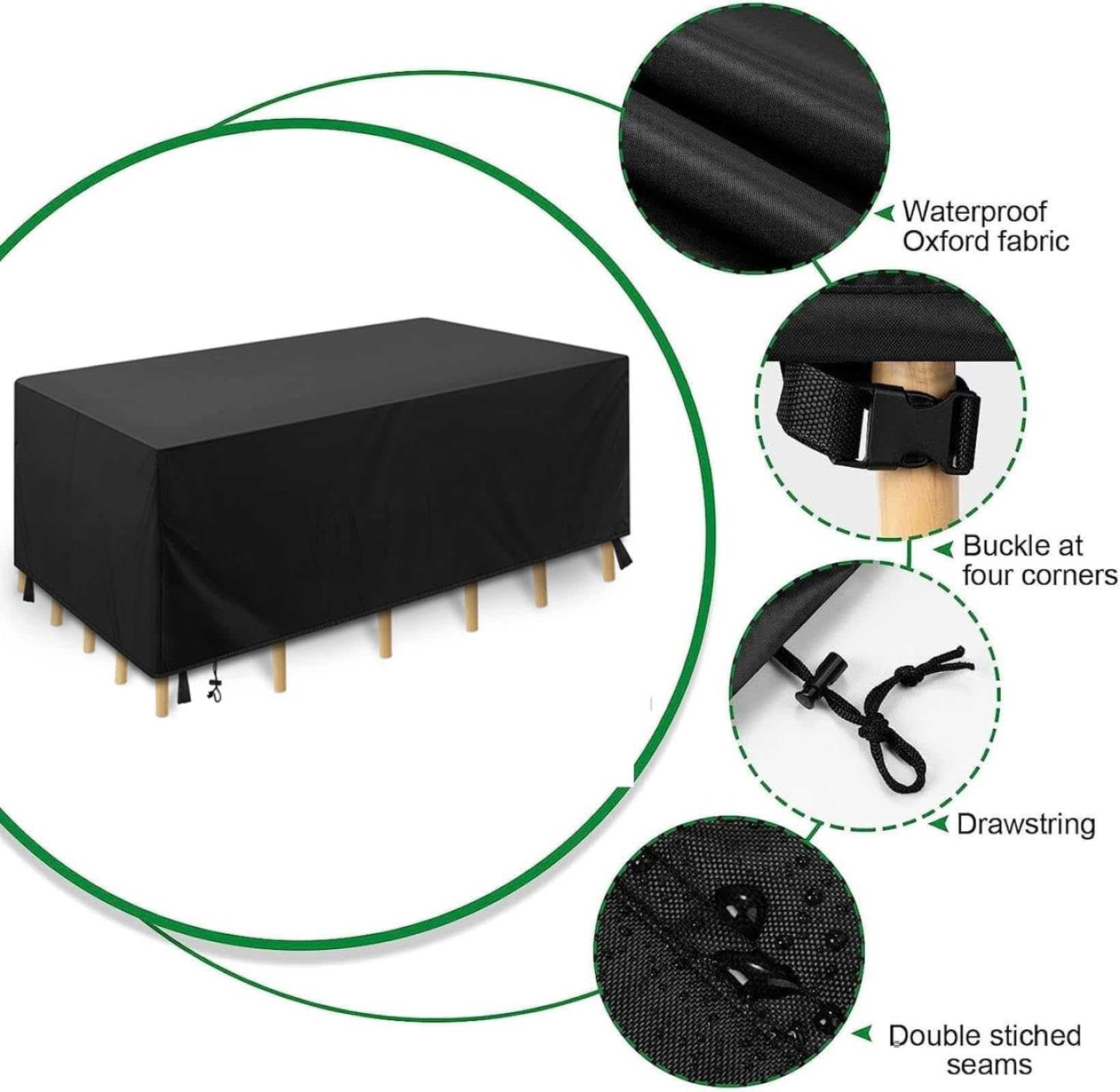 HNKDKJ Housse De Protection Salon De Jardin 140x70x80cm/L X L X H Rectangulaire Tissu Oxford 420D Résistant Housse De Table Jardin Imperméable D'hivernage Bache Protection Salon De Jardin