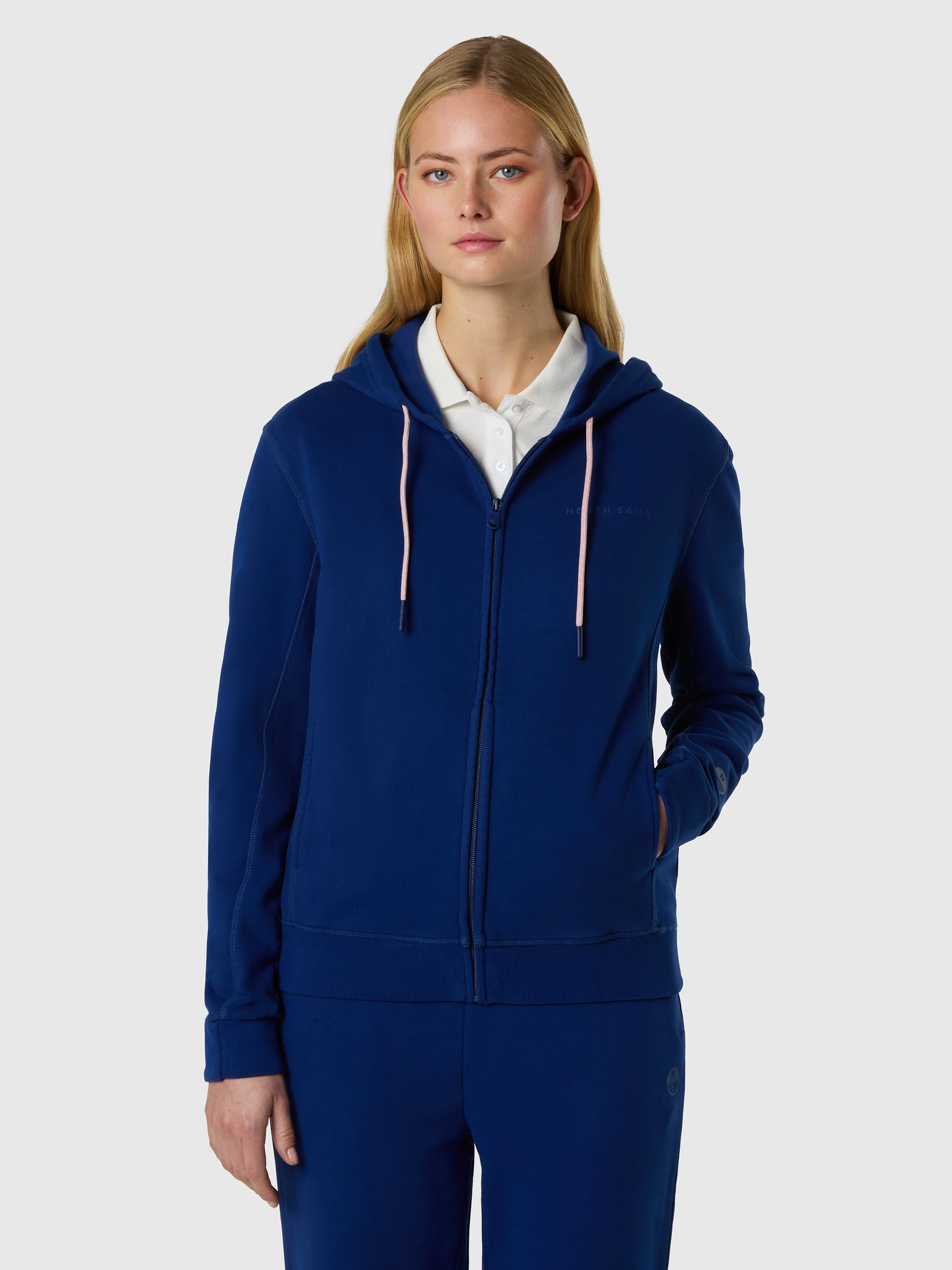 NORTH SAILS Felpa Donna con Cappuccio e Zip in French Terry Tinto in Capo