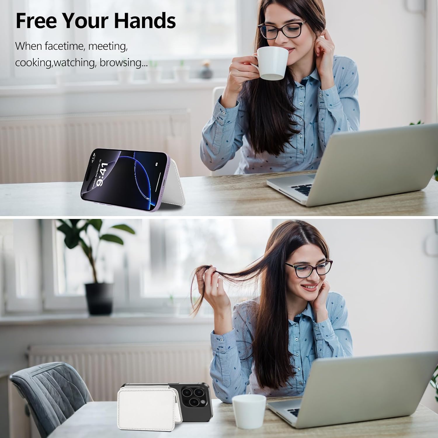 TopMade for Magsafe Wallet, Strongest Magnetic Card Holder for iPhone 17/16/15/14/13/12 Series, Slim Magnetic Phone Wallet, Vegan Leather, RFID Blocking, 4 Cards Holder, Open ID Window, White - Image 8