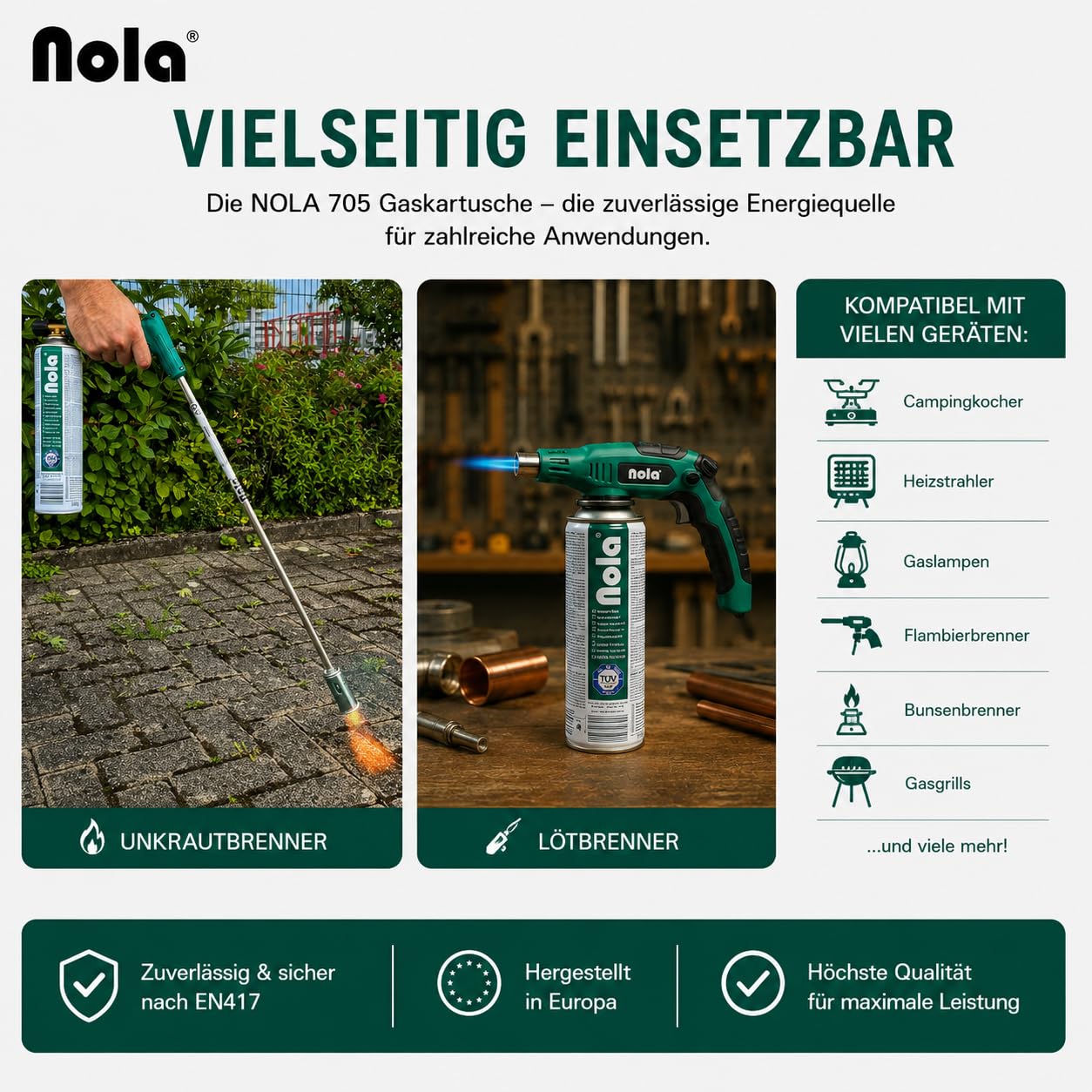 NOLA 3 latas universales de gas a presión, 600 ml, butano y propano, rosca giratoria de 338 g, 7/16 pulgadas, cartucho de gas universal, tapón giratorio para quemador de malas hierbas, dispositivo de