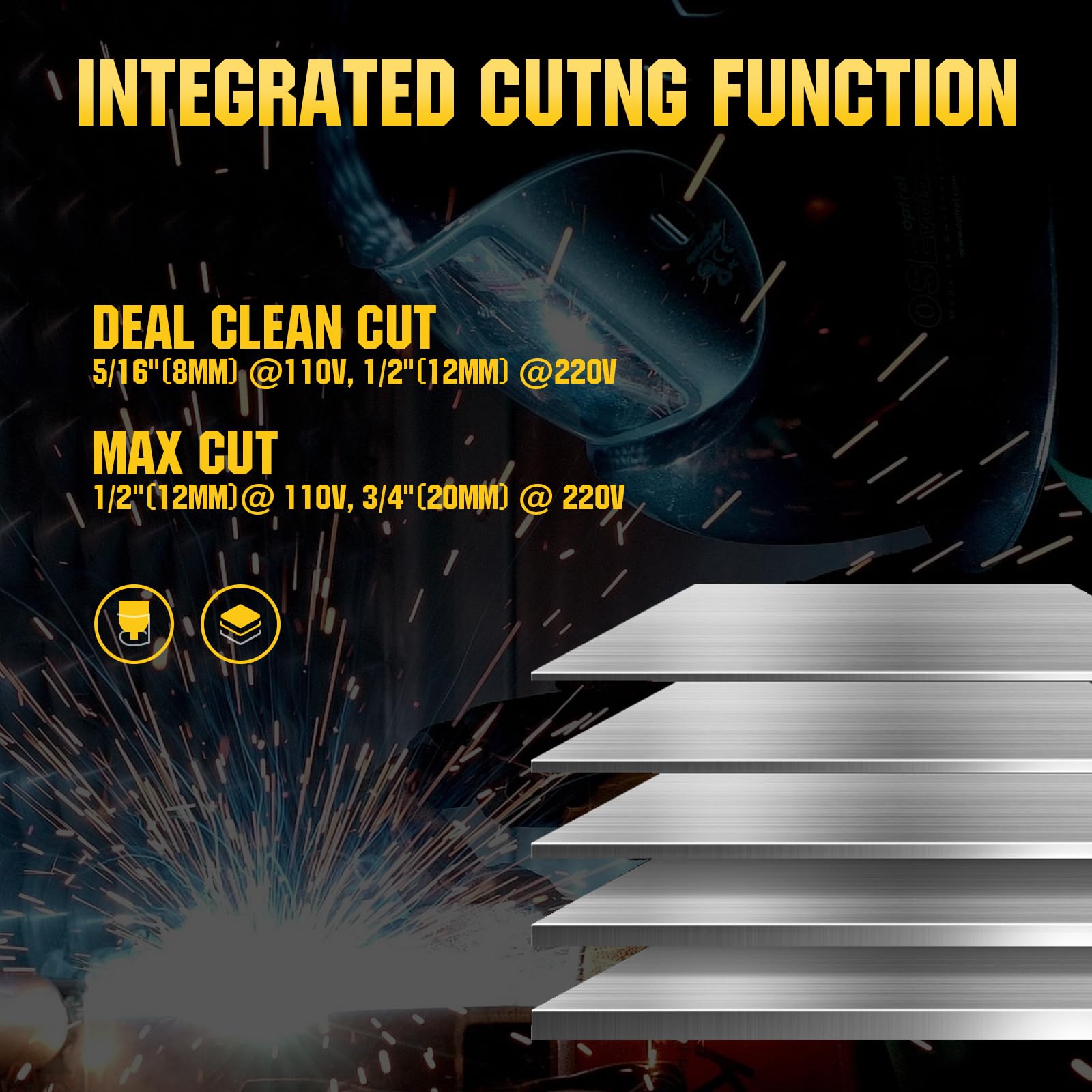 Plasma Cutter Welder Combo, (HF) TIG/Pulse TIG/Lift TIG/Spot/Stick/CUT 6 in 1 Multi-processo Saldatrice, 110V/220V Dual Voltage TIG Saldatrice con ampio display a LED Controllo sinergico