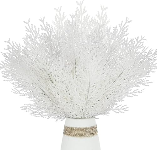 20 piezas de púas de árbol de Navidad con purpurina, aerosoles de cedro de 13 pulgadas, agujas de pino artificiales, ramas de ramas decorativas con