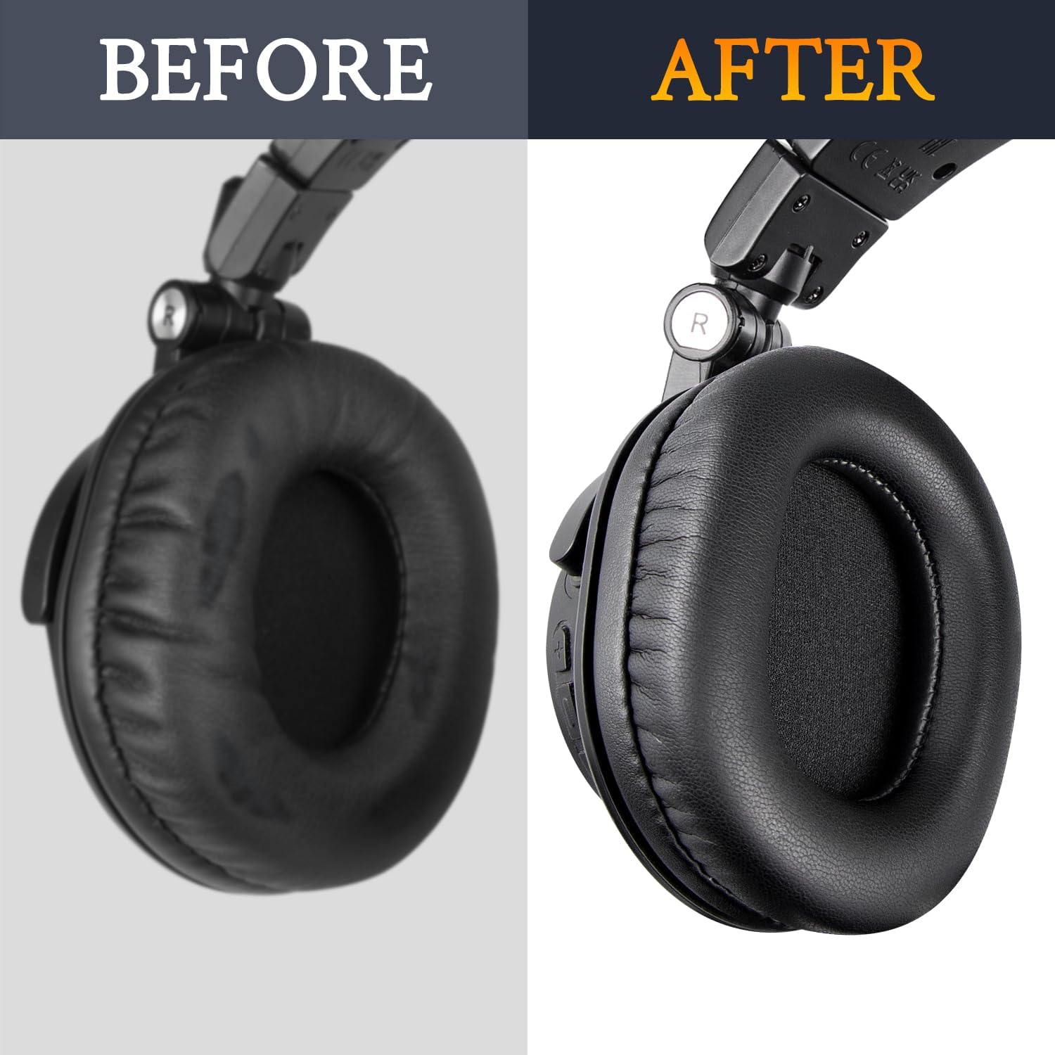 SOULWIT Ear Pads Cushions + Headband + Silicone Earpads Cover Protector, Replacement Kit for Audio Technica ATH M40, M40X Headphones, Replacement Headstrap Pad & Earpads Repair Part (Black)