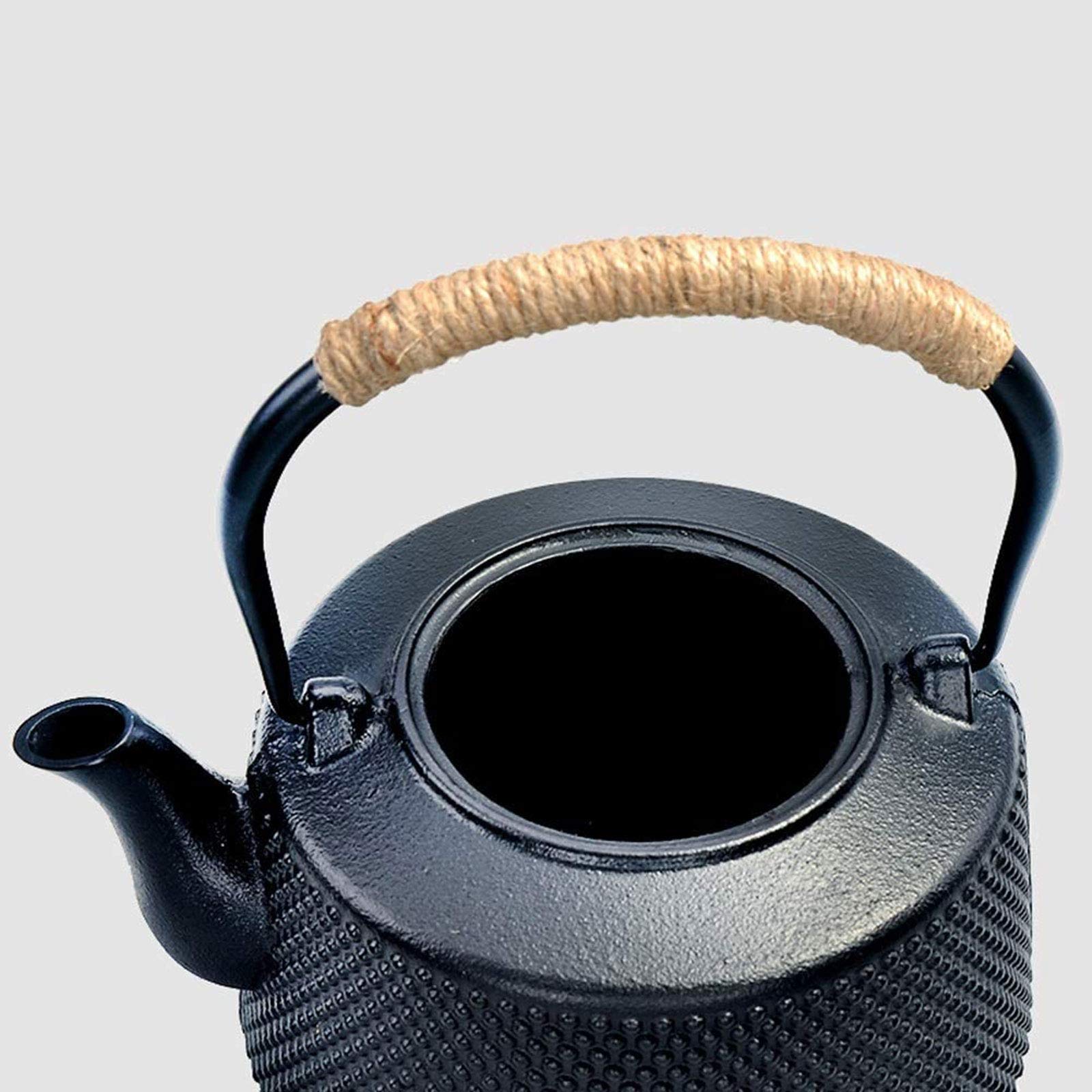 Tetera 1600ml Tetera De Hierro Fundido Japonés Grande con Infusor/Filtro De Acero Inoxidable, Antiguo Punto Pequeño Tetal Tetal Tetal como Regalo Negro