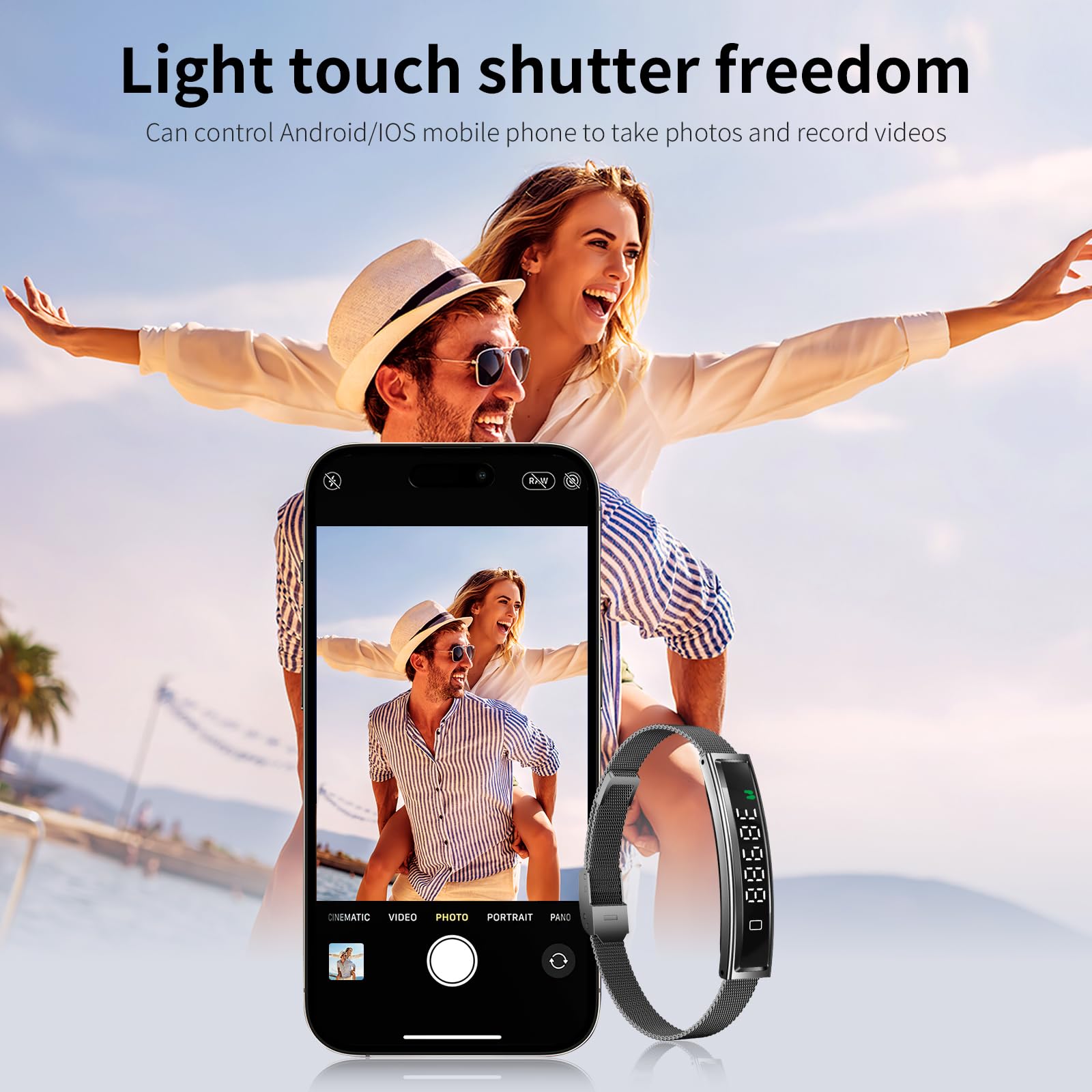 Smart Bracelet,Activity&Fitness Trackers,Touch Screen/Sleep Tracker/Heart Rate/Blood Oxygen,5ATM Waterproof,Multiple Sports Modes,Free App for iOS Android (Steel Belt, Rose Gold)