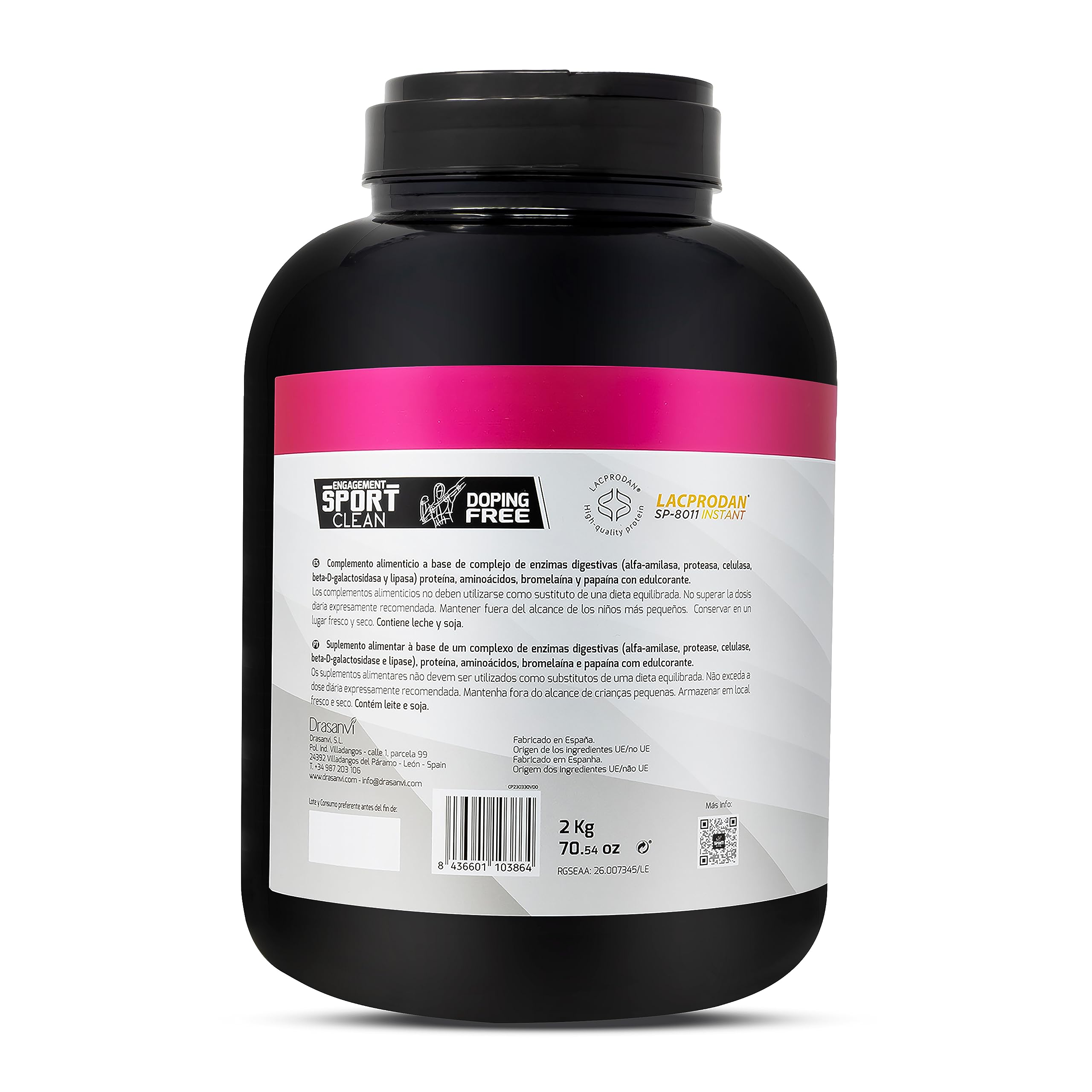 SPORT LIVE Concentrado de proteinas de suero de leche | Whey Protein en polvo con L-Glutamina y L-Leucina | Ayuda a aumentar tu masa muscular | Mejora tus batidos |Yogur-Fresa | 2 KG