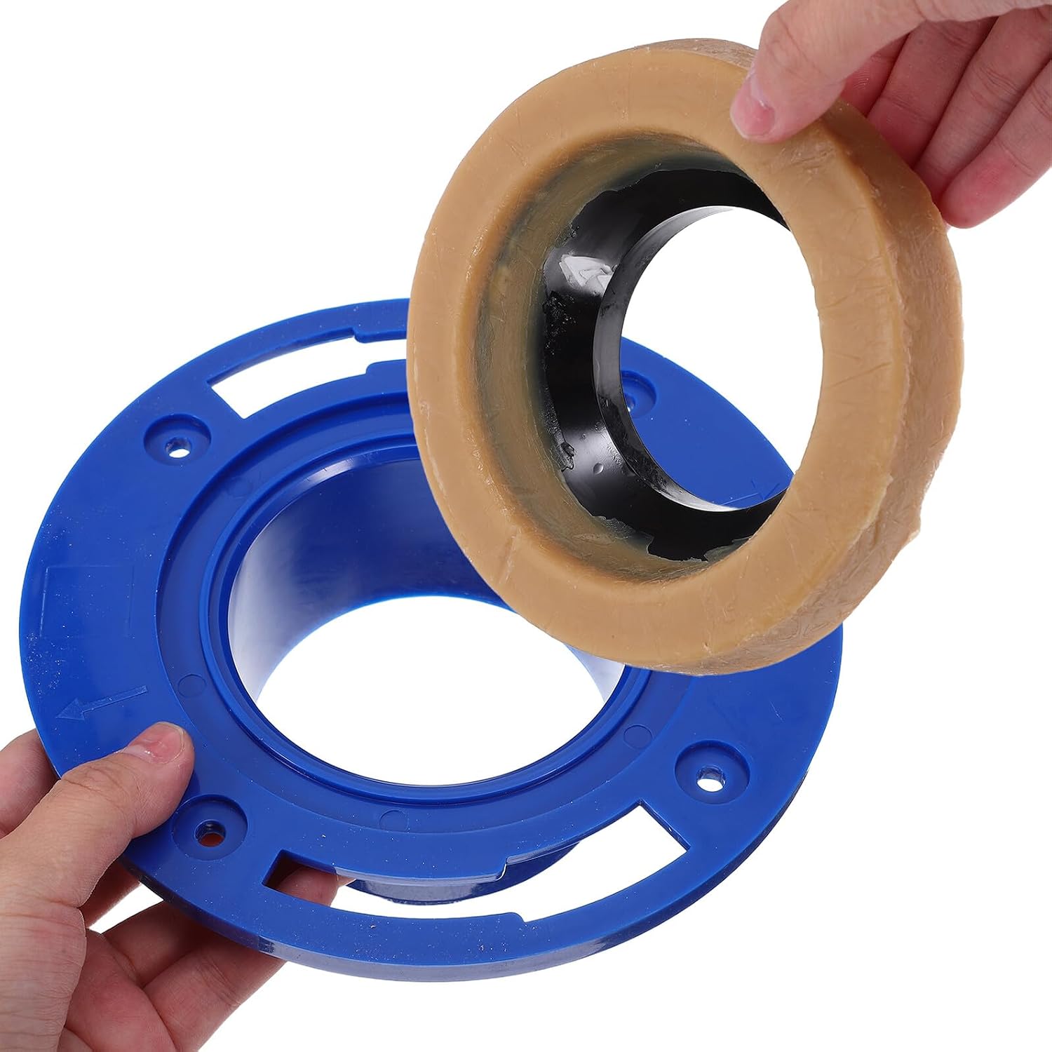 Kisangel Toilet Wax Seal Ring and Flange Toilet Replacement Parts 2pcs Kit with Wax Flange Gasket for Bathroom Bowl Installation and Leak Repair