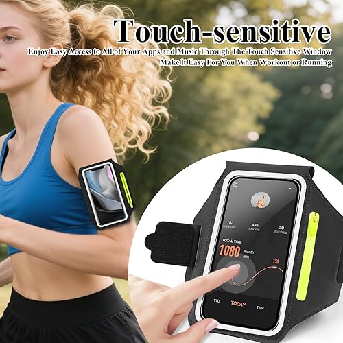 Miniatura 4 de Brazalete para teléfono para correr, soporte para teléfono deportivo con correa ajustable para el brazo, pantalla táctil, bolsillo con cremallera,