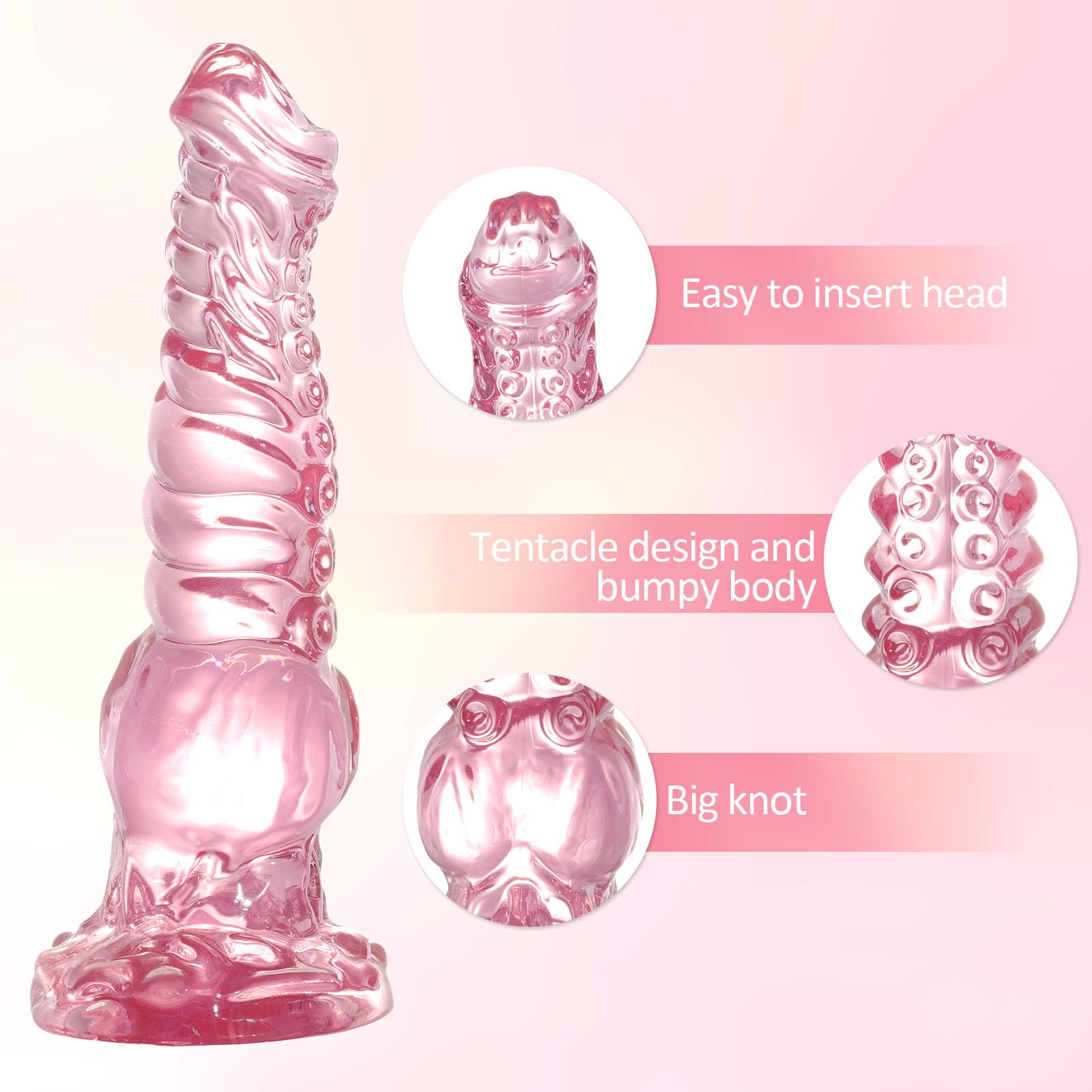 9.4in Monster Dildo Pink,Fantasy Tentacle Knot Dildo with Big Knot and Strong Suction Cup, Adult Sex Toys for Women Men Gay