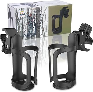 Huntury Cup Holder for Treestand Hunting, Easy Clamps On Tree Stand Or Climbing Sticks, Bottle Holder for Hunting, Install No Drilling Or Tool Needed Package of 2
