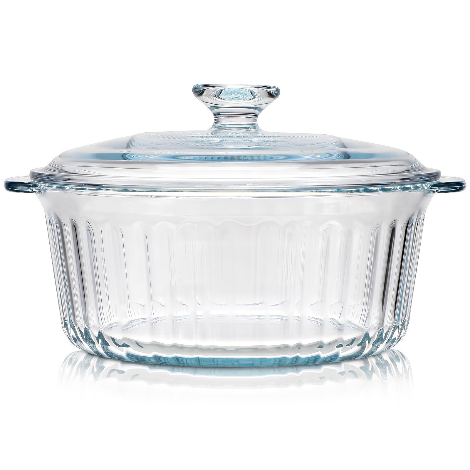 Transparente Glasauflaufform Rund mit Deckel 2,4 L Ofenfest und Mikrowellengeeignet Robustes Kochgeschirr für Backofen und Servieren