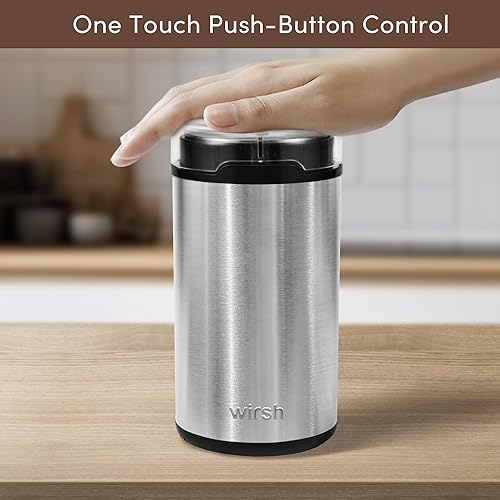 Miniatura 3 de Wirsh Molinillo de café de hierbas, molinillo de café eléctrico con cuchillas de acero inoxidable, molinillo de café y especias con potente motor y