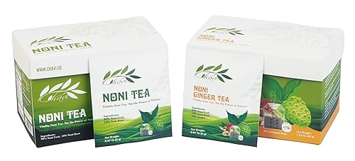 Miniatura 2 de CHAVI Té Noni (paquete combinado, jengibre noni y noni, paquete de 2)  40 bolsas de té en total  Bebida Noni Dieters  Extra fuerte  Calidad premium