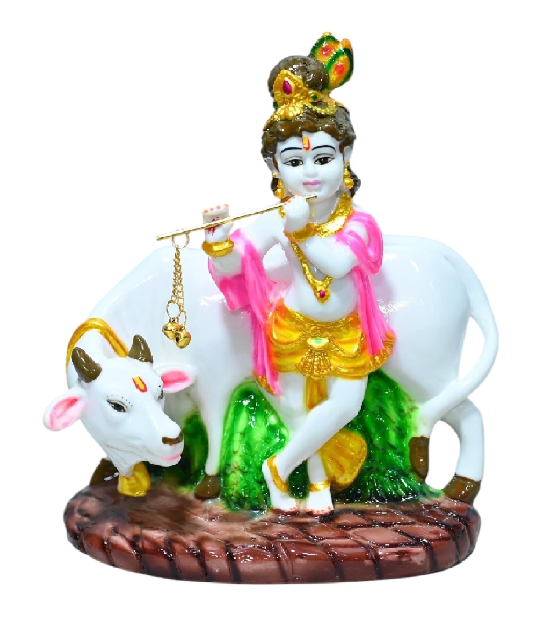 Sculpture Bala Krishna haut de gamme de 21,6 cm avec finitions artisanales Kamadhenu K4794